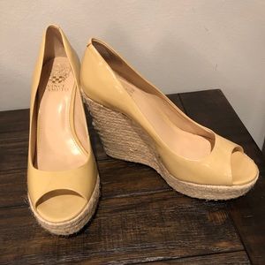 Vince Camuto nude patent wedge